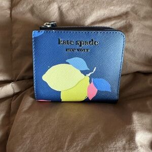 Kate Spade Blue Lemon Print Wallet